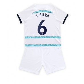 Chelsea Thiago Silva #6 Bortedraktsett Barn 2022-23 Kortermet (+ Korte bukser)